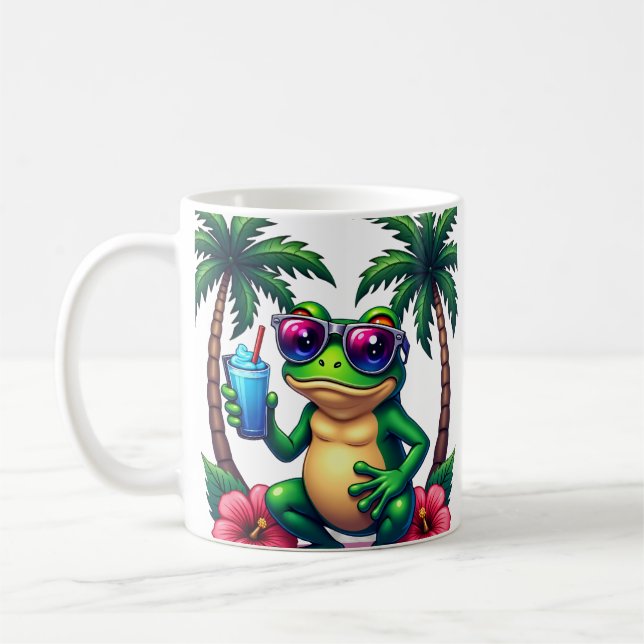 Grumpy Frog Y2K Vaporwave - Random Ahh Frog Energy Coffee Mug (Left)