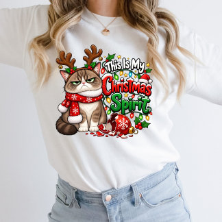 Grumpy Funny Cat Christmas Holiday Spirit  Sweatshirt