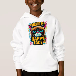 Grumpy Funny Cat This Is My Happy Face  Hoodie