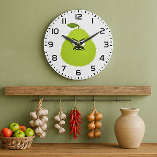 Grumpy Fuzzy Pear Face Funny Fruit Character Large Clock