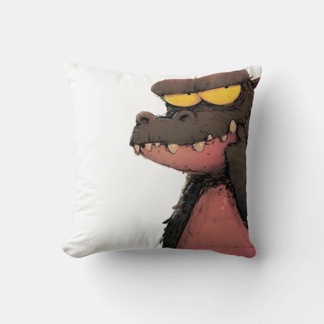 Grumpy Gator Throw Pillow (Front)