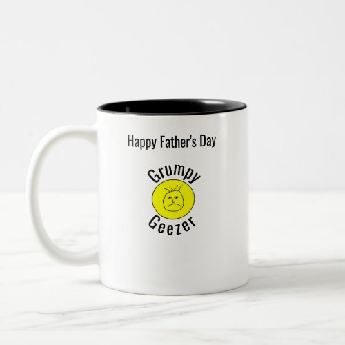 Grumpy Geezer Small curved text logo Two-Tone Coffee Mug