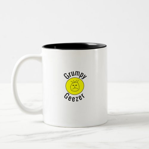 Grumpy Geezer Small curved text logo Two-Tone Coffee Mug