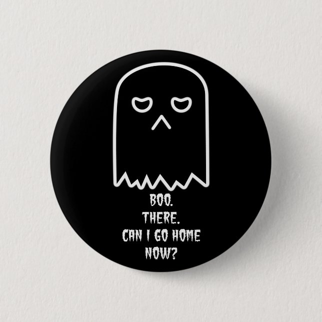 Grumpy Ghost Halloween Button (Front)