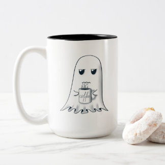 Grumpy Ghost with Coffee Mug Design