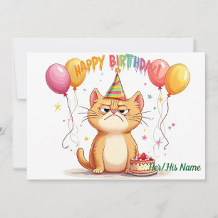 Grumpy Ginger Cat Birthday Humor Card