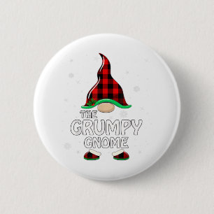 Grumpy Gnome Buffalo Plaid Matching Family Christm Button