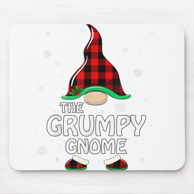 Grumpy Gnome Buffalo Plaid Matching Family Christm Mouse Pad (Front)