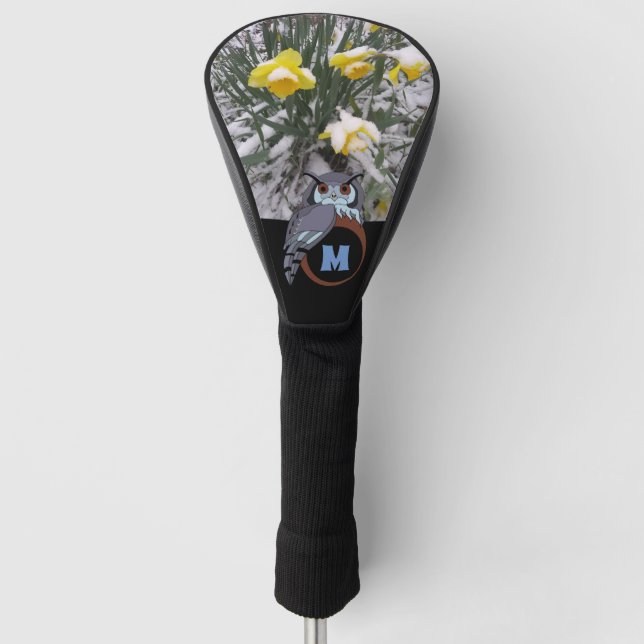 Grumpy Grandpa Owl Nesting Monogram Egg Photo Golf Head Cover (Front)