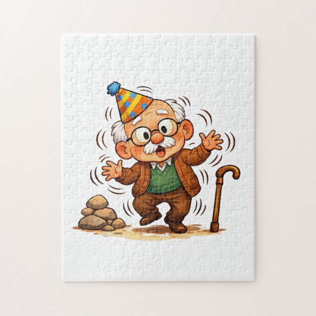Grumpy Grandpa Standing Up Too Fast Joke Jigsaw Puzzle (Vertical)