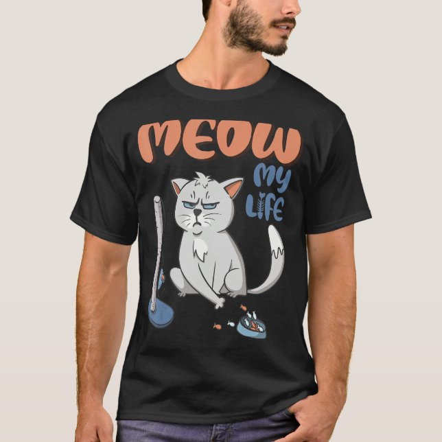 Grumpy Grey Cat Funny No BS Given Cat People T-Shirt (Front)