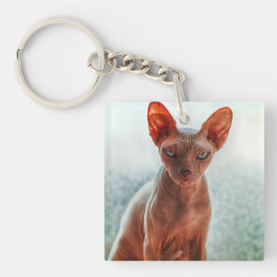 Grumpy Hairless Sphynx Cat Keychain