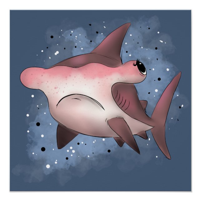 Grumpy Hammerhead Shark Poster (Front)