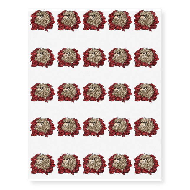 Grumpy Hedgehog Temporary Tattoos (Front)