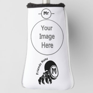 Grumpy Hermit Crab Silhouette Monogram Golf Head Cover