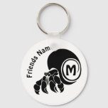 Grumpy Hermit Crab Silhouette Monogram Keychain