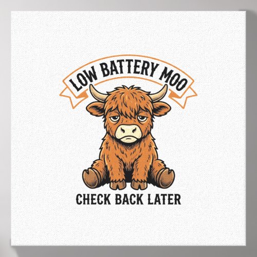 Grumpy Highland Cow Funny Offline Mood Shirt Canvas Photo Tile