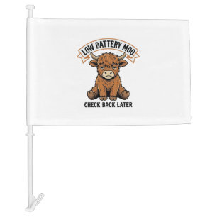 Grumpy Highland Cow Funny Offline Mood Shirt Car Flag
