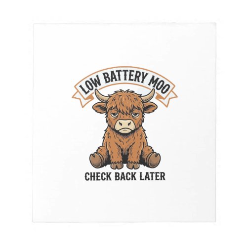 Grumpy Highland Cow Funny Offline Mood Shirt Notepad