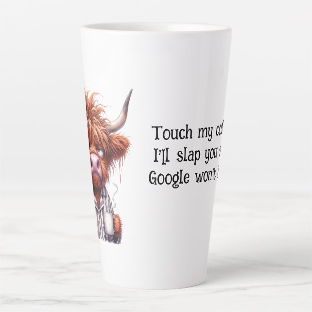 Grumpy Highland Cow & Google Coffee/Latte Mug (Front)