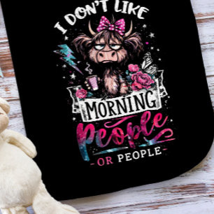 Grumpy Highland Cow Morning Mood with Coffee Baby Blanket