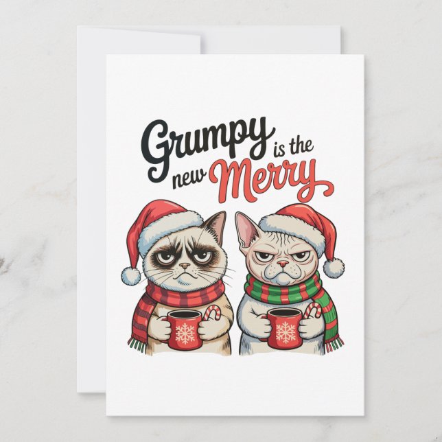 Grumpy Is The New Merry Christmas Cat Lover Holiday Card (Front)