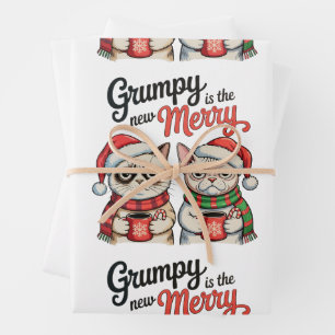 Grumpy Is The New Merry Christmas Cat Lover Wrapping Paper Sheets