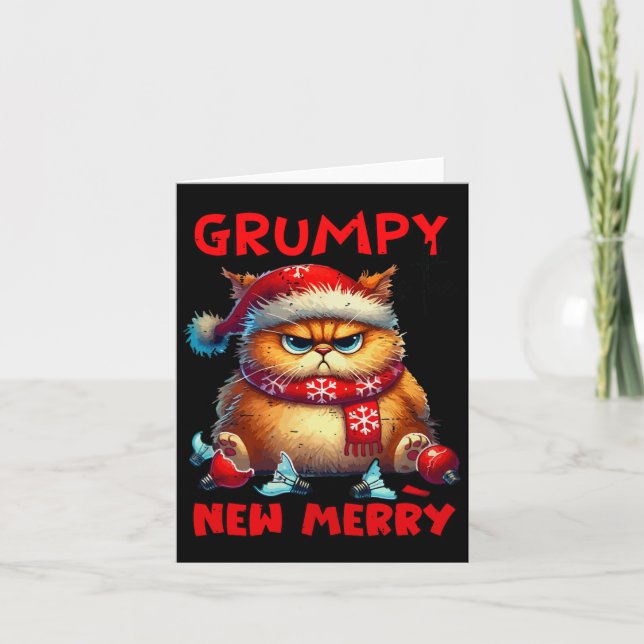 Grumpy Is The New Merry Christmas Cat Sarcastic Cu Card (Front)