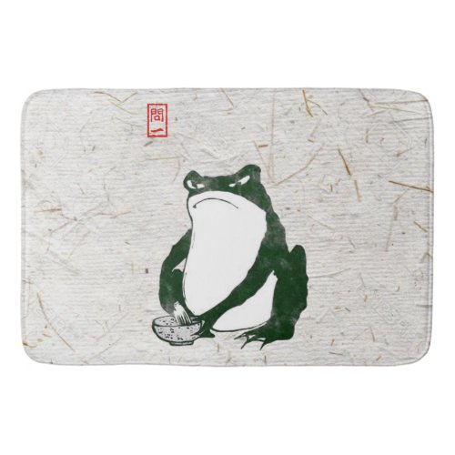 Grumpy Japanese Frog Toad 19th Century  Bath Mat
