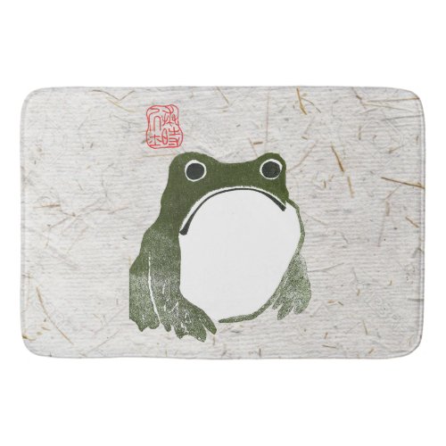 Grumpy Japanese Frog Toad 19th Century  Bath Mat