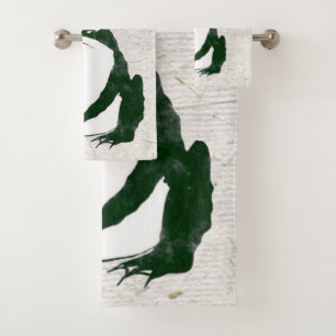 Grumpy Japanese Frog Toad 19th Century Bath Towel Set