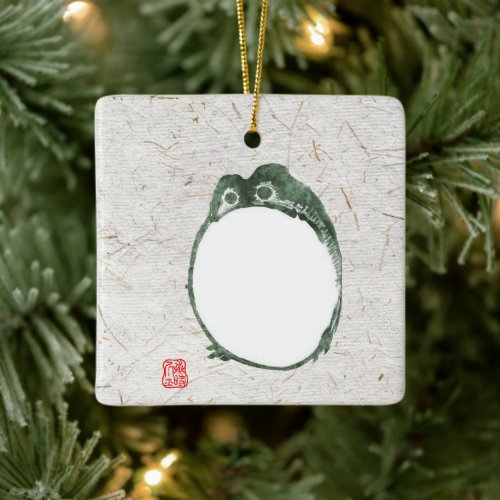 Grumpy Japanese Frog Toad 19th Century  Ceramic Ornament