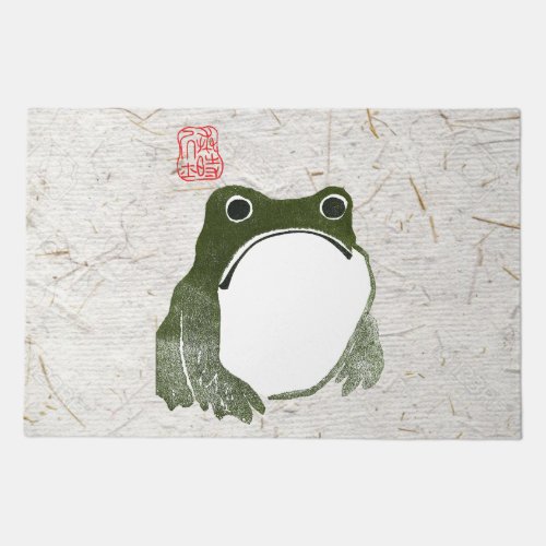 Grumpy Japanese Frog Toad 19th Century  Doormat