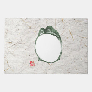 Grumpy Japanese Frog Toad 19th Century  Doormat