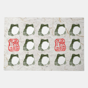 Grumpy Japanese Frog Toad 19th Century  Doormat