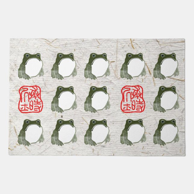 Grumpy Japanese Frog Toad 19th Century  Doormat (Front)