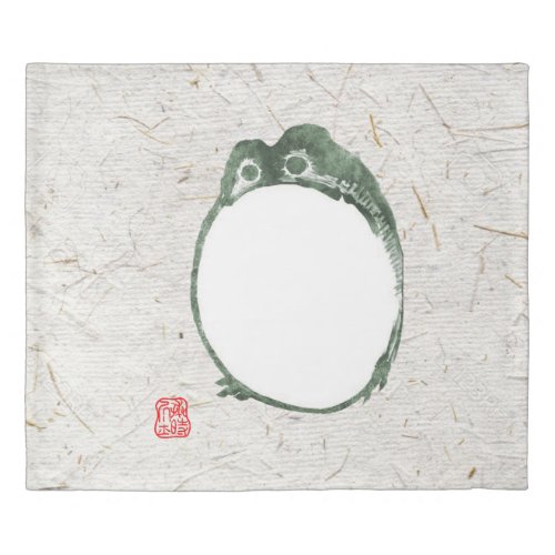 Grumpy Japanese Frog Toad 19th Century  Duvet Cover