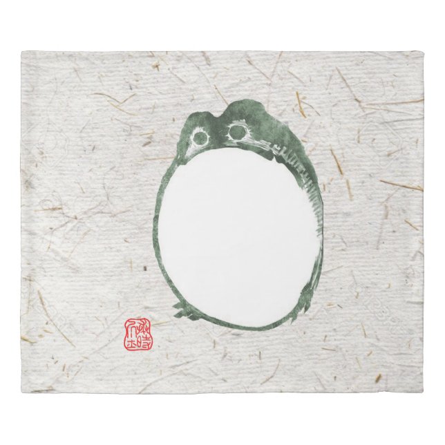 Grumpy Japanese Frog Toad 19th Century  Duvet Cover (Front)