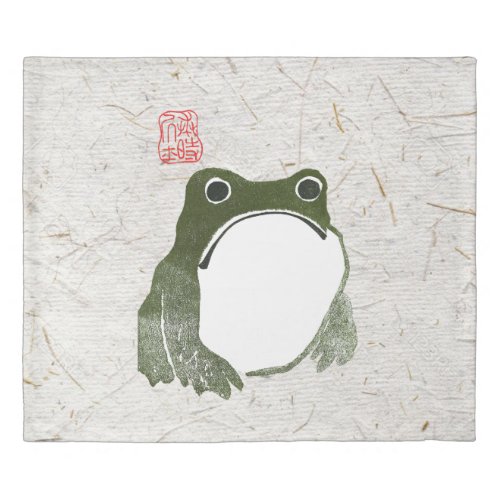 Grumpy Japanese Frog Toad 19th Century  Duvet Cover