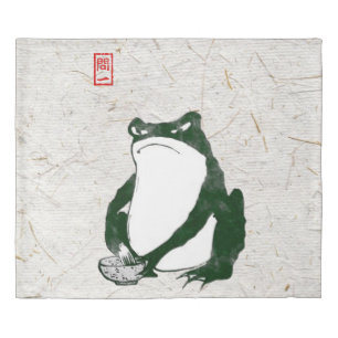 Grumpy Japanese Frog Toad 19th Century  Duvet Cover