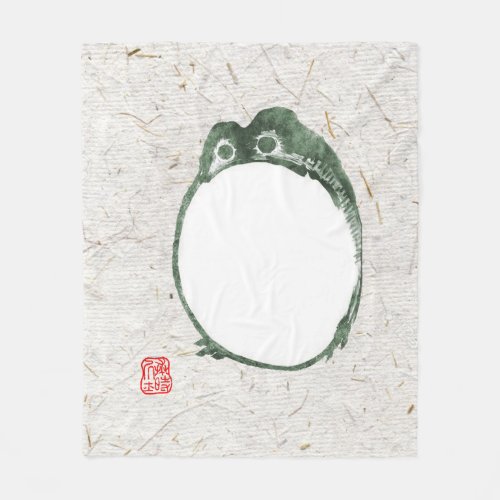 Grumpy Japanese Frog Toad 19th Century  Fleece Blanket