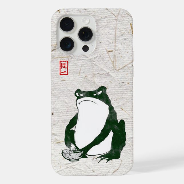 Grumpy Japanese Frog Toad 19th Century  Iphone Case (Back)