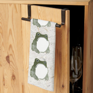 Grumpy Japanese Frog Toad 19th Century  Kitchen Towel