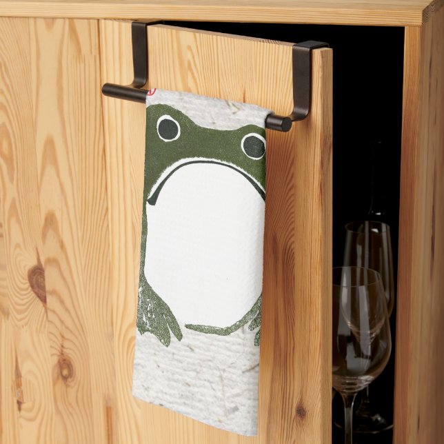 Grumpy Japanese Frog Toad 19th Century  Kitchen Towel (Thirds Fold)