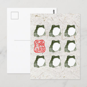 Grumpy Japanese Frog Toad 19th Century  Postcard