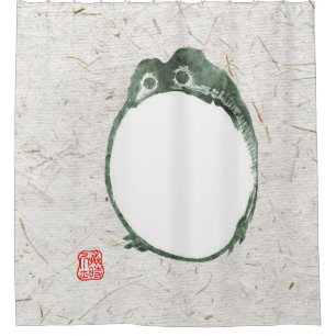 Grumpy Japanese Frog Toad 19th Century  Shower Curtain