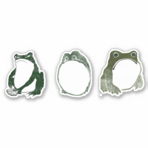 Grumpy Japanese Frog Toad 19th Century Sticker