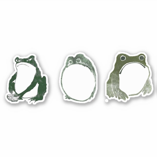 Grumpy Japanese Frog Toad 19th Century Sticker (Front)