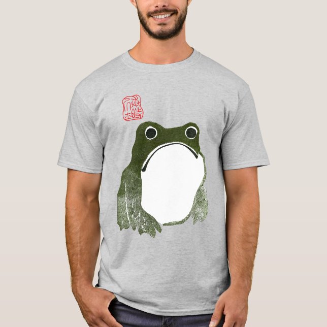 Grumpy Japanese Frog Toad 19th Century  T-Shirt (Front)