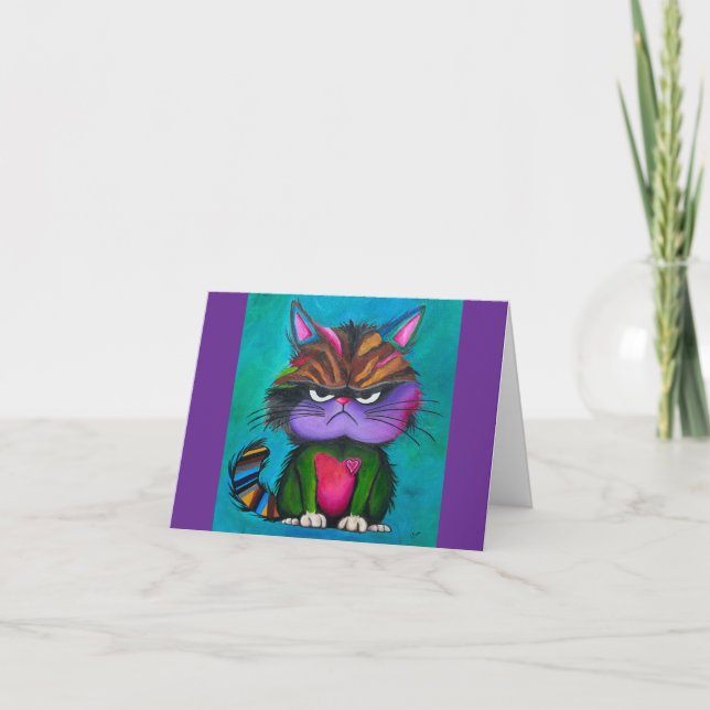 GRUMPY KITTY GREETING CARD (Front)
